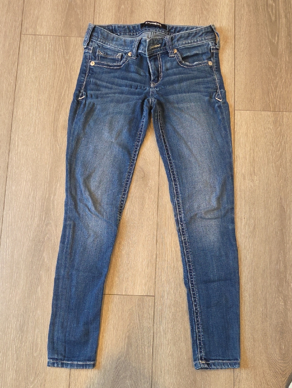 Express Skinny Stretch Jeans in Dark Blue Denim - 0S